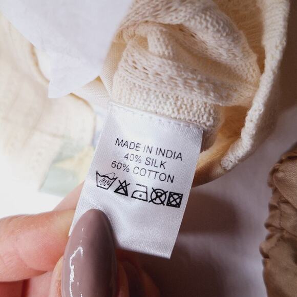 Meli Meli Boutique Mixed Media Top 2T Floral Applique Beaded Cotton Silk Cottage - Picture 6 of 8